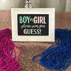 Gender Reveal Chalkboard & Bead Necklaces